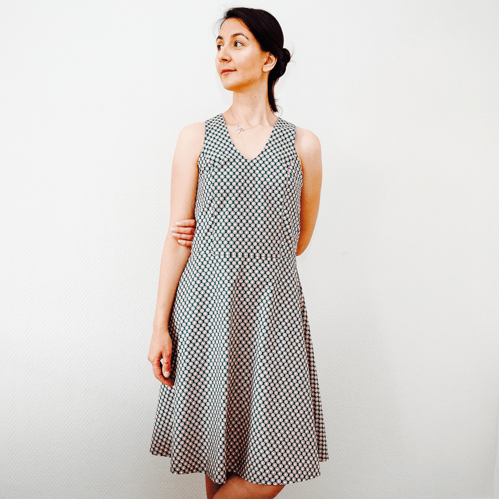 Robe HANNA en cretonne de coton motif retro