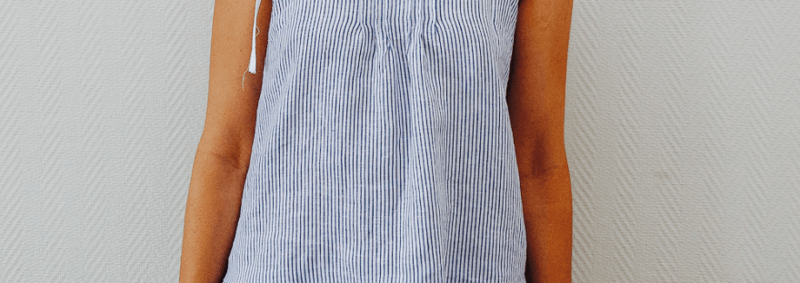 top en lin rayé version été