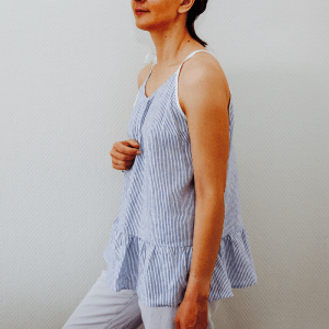 haut en lin rayé version été