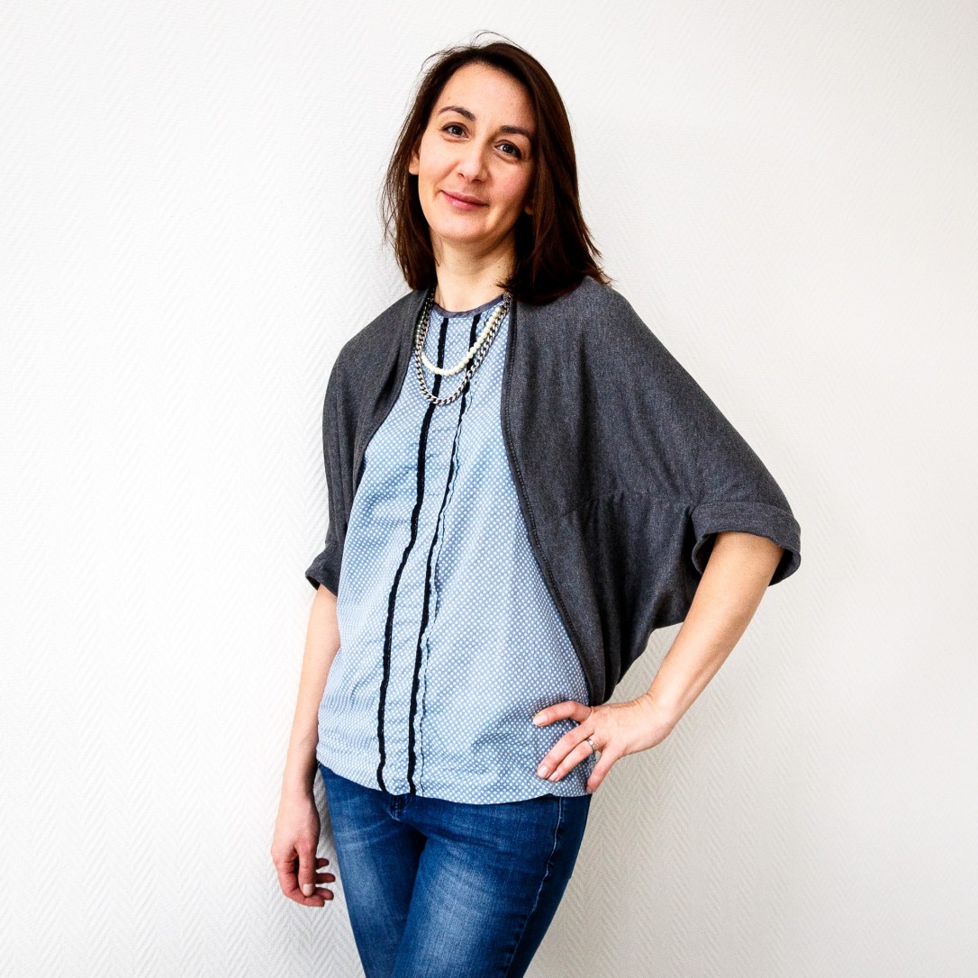 cardigan simply sewn en jersey gris